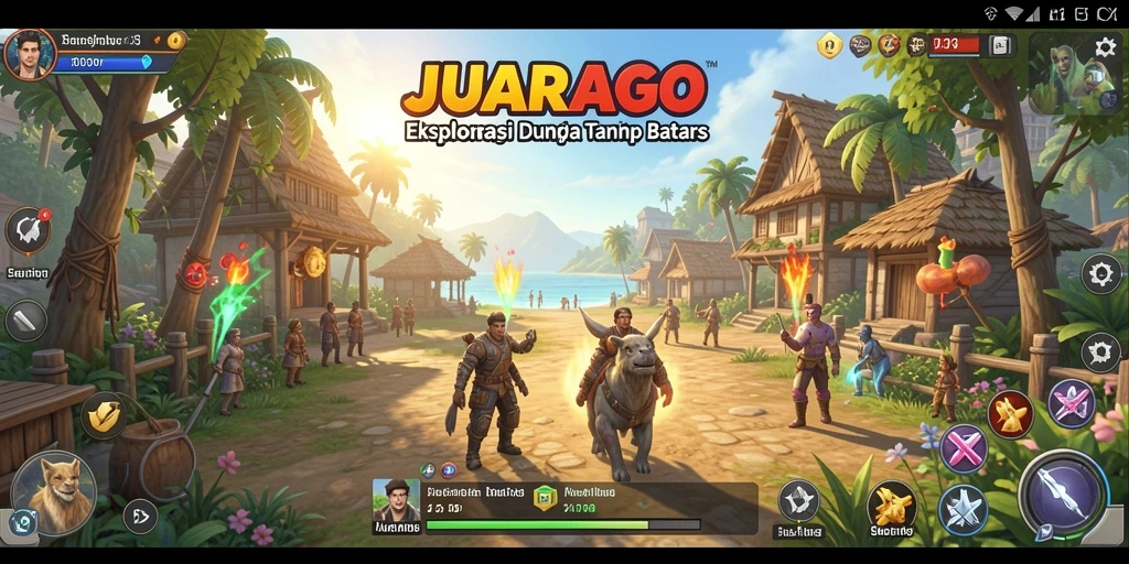 Tampilan gameplay JUARAGO yang menampilkan petualangan di dunia terbuka.