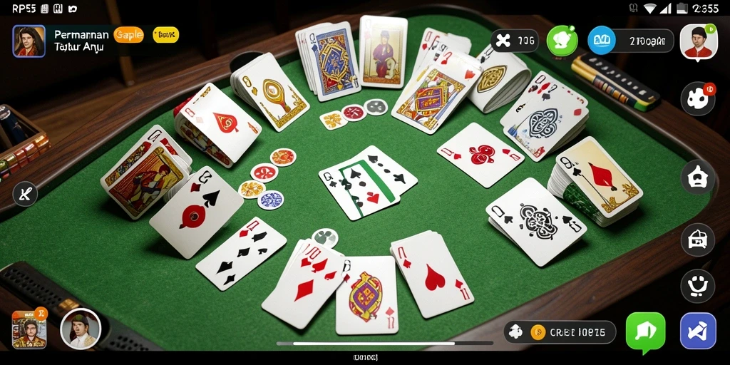 Screenshot utama RP55 menampilkan gameplay Gaple yang menarik dan interaktif.
